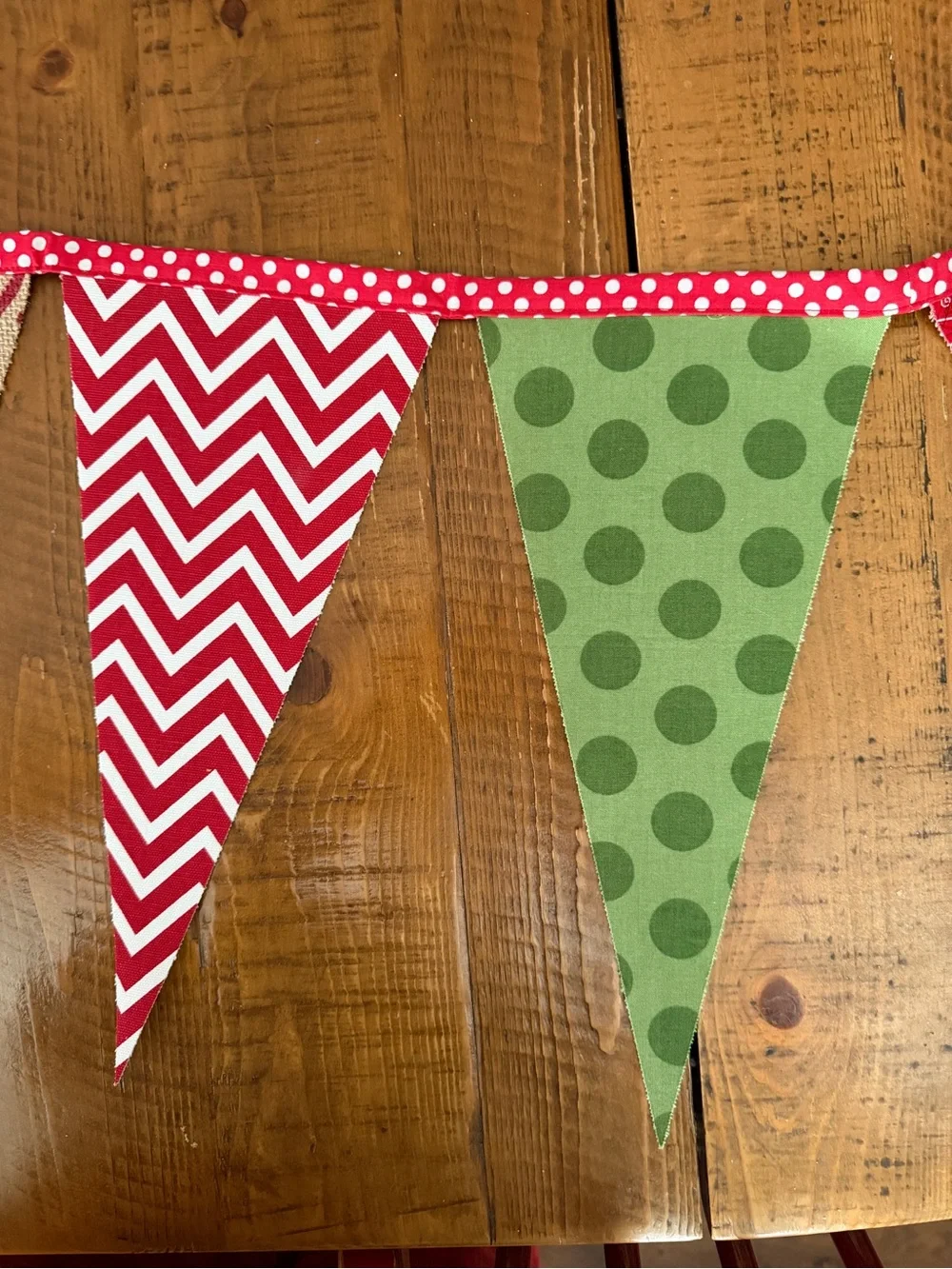 Red & Green Christmas Holiday Fabric Pennant Garland